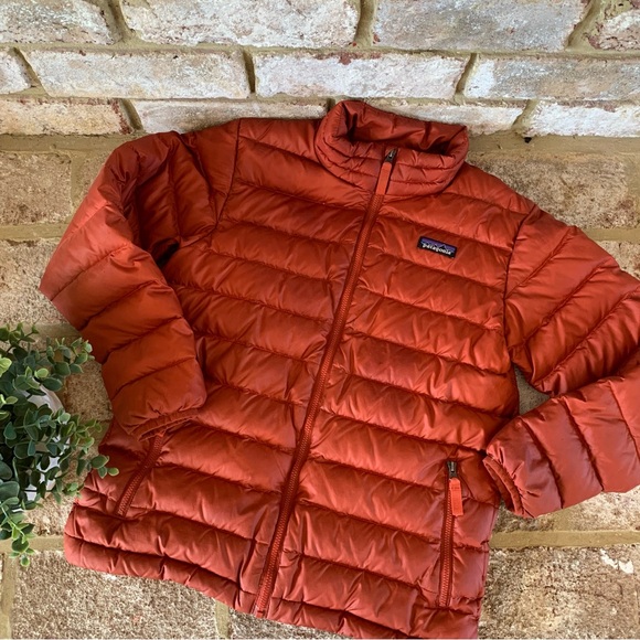 Patagonia | Rust Orange Down Puffer Jacket | Boy’s 10 - Picture 1 of 16